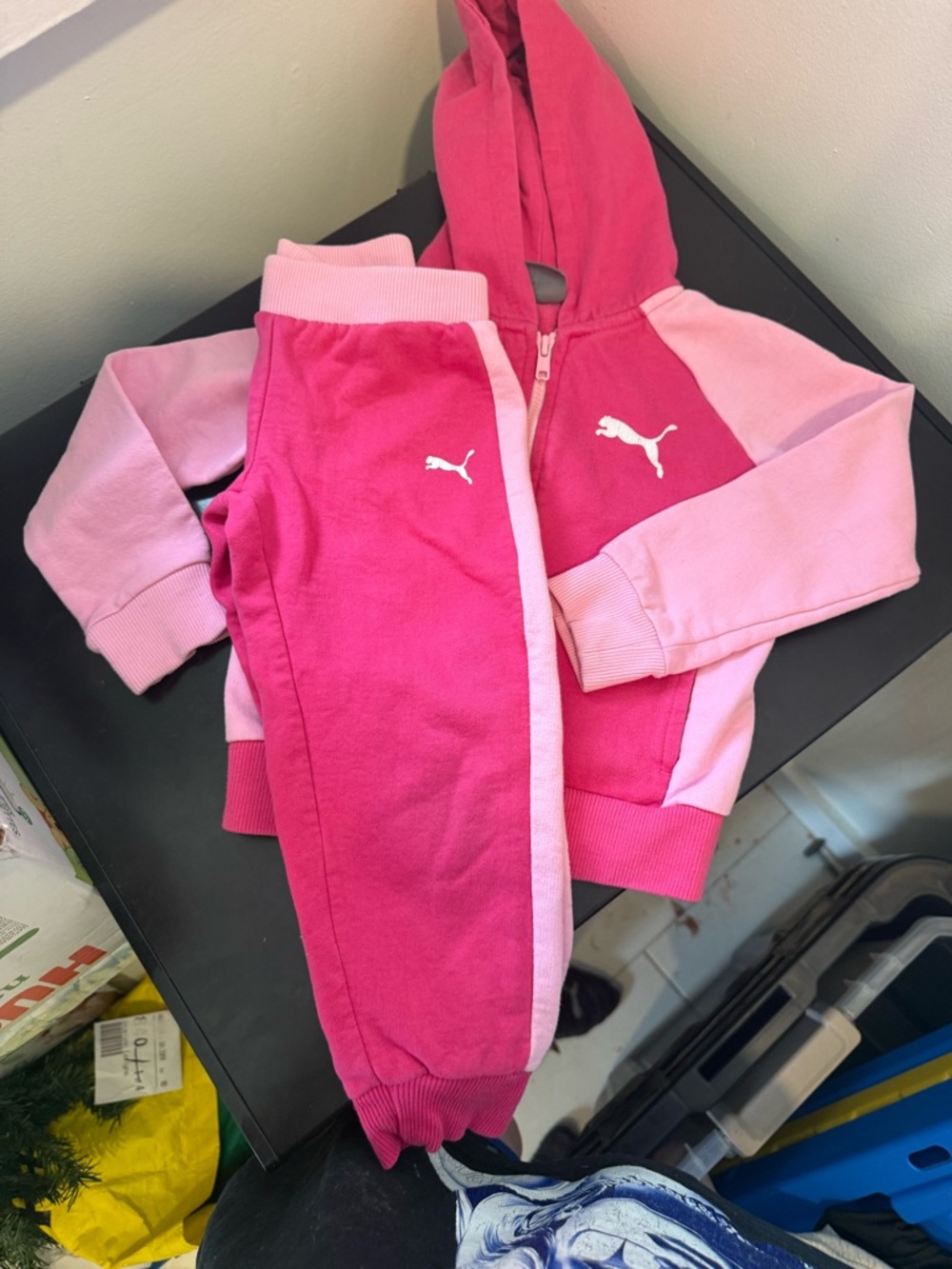 Puma Pink Two-Tone Hoodie & Joggers Set